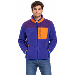 Chaqueta de Forro Polar para Hombre, Color Morado y Naranja, con Cuello Alto y Cierre de Cremallera, Estilo Casual para Otoño - Product Image 2