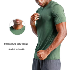 Men's <b>Black</b> Short <b>Sleeve</b> Slim Fit <b>T</b>-<b>Shirt</b> O-Neck Knitted Breathable Casual Solid Color Regular Length - Product Image 5