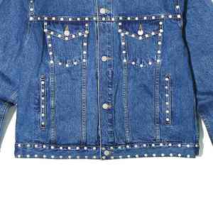 แจ็คเก็ตยีนส์สีน้ำเงินคลาสสิกสำหรับผู้ชาย ประดับคริสตัลระยิบระยับ แฟชั่นสำหรับใส่ในชีวิตประจำวัน เสื้อแจ็คเก็ตยีนส์ประดับเพชร - Product Image 5