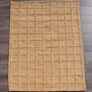 Tapis en jute blanc naturel tissé à la main, couleur unie, style moderne farmhouse, extra épais, adapté aux animaux domestiques, antidérapant, pour salon et chambre à coucher - Product Image 5