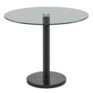 Tavolo da pranzo rotondo moderno 4 posti facile montaggio CleanRound cucina & tavolino da caffè telaio in marmo nero con piano in vetro - Product Image 3