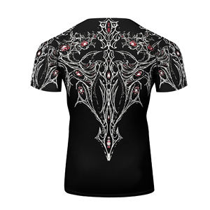 เสื้อกีฬาผู้ชายแบบรัดรูปลายสัตว์ถักทอทรงพอดีตัวแขนสั้นสำหรับออกกำลังกายวิ่งฟิตเนสแห้งเร็ว - Product Image 6