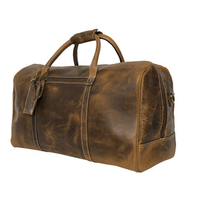 Sac de voyage unisexe en cuir véritable imperméable et tendance avec fermeture éclair, grande capacité, idéal pour les week-ends, double compartiment - Product Image 3