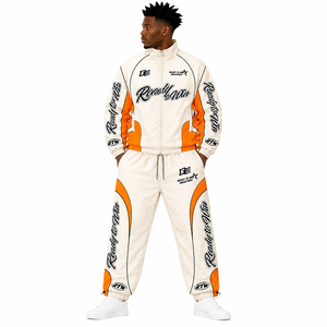 Ensemble de survêtement Ready To Win Industries, crème et orange, manches longues, fermeture éclair, sportif, respirant, polyester, adulte, unisexe, printemps - Product Image 6