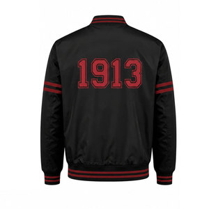 Delta Sigma Theta Varsity <b>Jacket</b> Men's Red <b>White</b> Embroidered 1913 Back Print Preppy Style Zipper Front College <b>Jacket</b> - Product Image 6