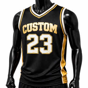 Fabricante OEM de Camisetas de Baloncesto Sólidas con Cuello en V, de Secado Rápido, Transpirables, de Tela de Poliéster, con Impresión por Transferencia de Calor Personalizada - Product Image 1