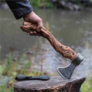 OEM THEWIZ CRAFTS Handmade Hand Forged Carbon Steel Hatchet Ash Wood <b>Handle</b> Industrial Grade Custom High Quality 3 1/2 Cutting - Product Image 5