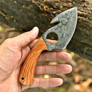 Couteau de camping en acier Damas avec manche en bois, lame en forme de pied de mouton, outil de survie en plein air - Product Image 4