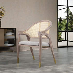 Silla de Comedor Escandinava de Madera Maciza con Tapicería de Lana Gris Claro, Muebles Modernos para Comedor - Product Image 2