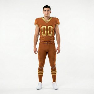 Uniforme de football américain robuste en tissu 100 % polyester, service OEM, unisexe adulte, coupe courte, personnalisable avec nom d'équipe pour le match - Product Image 1