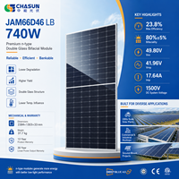 Panneau solaire photovoltaïque JA Solar JAM66D46-740/LB 740W à haute efficacité, type N, bifacial, double vitrage, pour projets solaires utilitaires