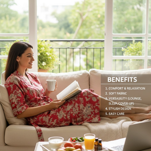 Robe Kimono Artisanale en Coton pour Femme, Vêtement de Nuit, Col en V avec Passepoil, 2 Poches, Longue, Manches Longues, Cordon de Serrage - Product Image 4