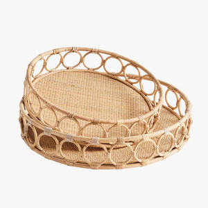 ถาดเสิร์ฟหวายทรงกลมพร้อมหูจับ ถาดหวายธรรมชาติสำหรับเสิร์ฟอาหาร ถาดเสิร์ฟกาแฟชา ถาดตกแต่งสำหรับบ้านและห้องครัว - Product Image 6