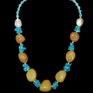 Collier en agate et chaîne de bambou fait main, style classique, artisanat Rawat, fabriqué en Inde, bijoux d'anniversaire pour homme NK-9367B - Product Image 1