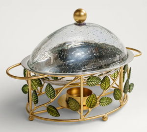 Plat à réchaud avec couvercle en verre, chauffe-plats, chauffe-casseroles, revêtement antiadhésif en céramique, acier inoxydable, diamètre 24 cm, pour usage hôtelier et domestique - Product Image 2