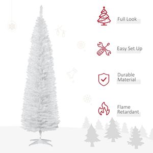 Albero di Natale Artificiale Bianco Sottile di 2,1 Metri con 499 Rami Realistici e Supporto in Plastica, Decorazione Natalizia - Product Image 4