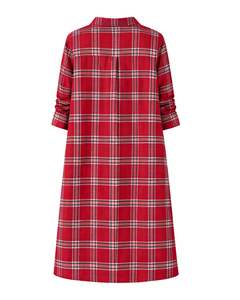 Robe chemise longue à carreaux rouges personnalisée pour femmes, boutonnée, décontractée, mi-longue, manches longues, fabricant en gros sur mesure - Product Image 2
