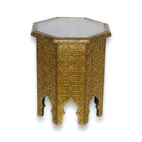 Table marocaine de luxe pour salon, hôtel, maison, fabriquée en métal de haute qualité, plaquée or, design unique et haut de gamme