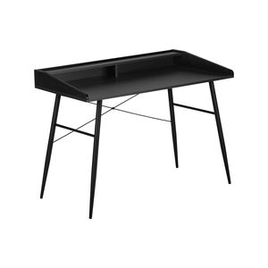 Scrivania Moderna Contemporanea da 48 Pollici per Ufficio Domestico con Ripiani Portaoggetti, Laminato Nero e Struttura in Metallo, Postazione di Lavoro per Laptop - Product Image 2