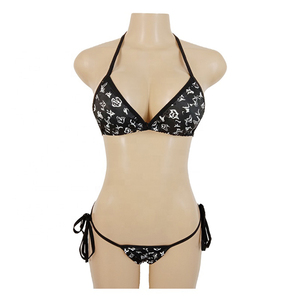 Conjunto de Bikini Halter Bandeau para Mujer con Tiras Laterales Ajustables, Corte Regular, Elástico, Secado Rápido, 100% Poliéster, Estampado Digital - Product Image 5