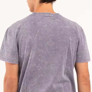 OEM Low MOQ Wholesale Men's Cotton Vintage Acid Wash T Shirts Casual Blank Oversized O Neck Tee Plus Size High Street Man Shirts - Product Image 4