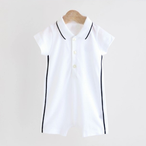 Combinaison unie en coton doux pour bébés garçons, design OEM, vente en gros de vêtements pour enfants, combinaison bébé en coton biologique OEM pour achats en ligne - Product Image 3