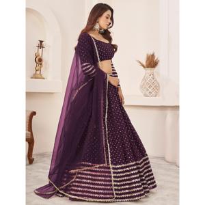 Fancified Purple Sequins Georgette Reception Wear Lehenga Choli - Product Image 6