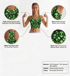 Soutiens-gorge de sport pour femmes, imprimé léopard, dos nageur, yoga, antibactérien, séchage rapide, léger, respirant, extensible dans quatre directions, sans couture sur le devant - Product Image 6