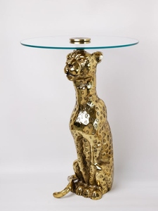 Leopard side <b>table</b> antique gold animal base side <b>table</b> luxury accent <b>table</b> designer leopard <b>table</b> modern living room furniture - Product Image 4
