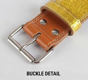 Cinturón de levantamiento de pesas de 13 mm con purpurina, soporte lumbar de alta resistencia, cinturones de cuero brillante para gimnasio, cinturón de cuero para entrenamiento, hombres y mujeres - Product Image 2