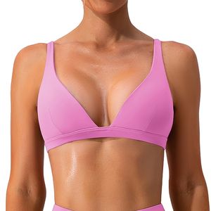 Sujetadores deportivos de cuello en V profundo para mujer, con espalda en U, estilo crop, de impacto, con relleno, tirantes, sexy, para fitness, 1 unidad/3 unidades - Product Image 6