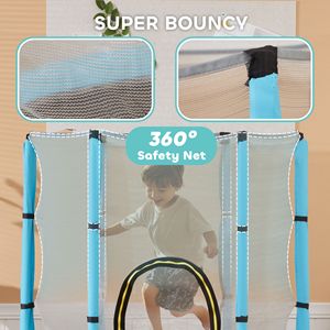 Trampolino per Bambini da 4,6 Piedi con Motivo Delfino Azzurro e Rete di Sicurezza, per Uso Interno ed Esterno - Product Image 6