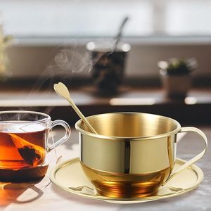 Premium Golden Stainless Steel <b>Tea</b> Cup with Saucer & Spoon <b>Set</b> Luxury Coffee Mug <b>Set</b> for Home Office & <b>Gifting</b> - Product Image 3
