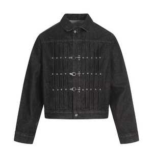 Men's Black Fleece <b>Bomber</b> <b>Jacket</b> Stand Collar Casual Regular Length Washed Cotton Regular Fit Autumn <b>Vintage</b> Breathable Front - Product Image 1