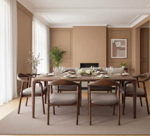 Table à manger en chêne massif américain, design rustique moderne et contemporain, meubles de salle à manger pour usage domestique - Product Image 5