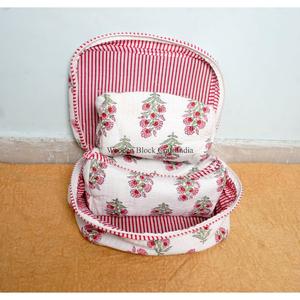 New Arrival Wholesale Handcrafted Tassel Printed Pure 100% Cotton Zipper Closure Small Eco-Friendly Cosmetic Organizer Bag - Product Image 4