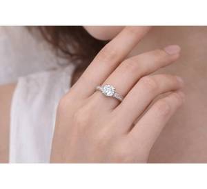 High demanded 925 Sterling <b>Silver</b> Engagement <b>Ring</b> Round Cut Cubic Zirconia <b>Solitaire</b> <b>Ring</b> with Side Stones for Women - Product Image 1