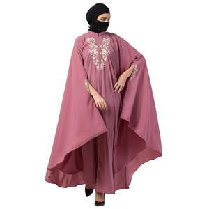 Wholesale Plus Size Ladies <b>Islamic</b> <b>Clothing</b> Breathable Lightweight Long Dresses Customized Embroidery Muslim Abaya Custom Logo - Product Image 5