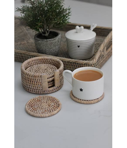 Sous-verres en rotin BOHO avec support, tapis pour tasses à thé, forme ronde personnalisée, dernières nouveautés, sous-verres en rotin BOHO - Product Image 1