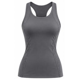 <b>Women</b> Racerback Yoga <b>Tank</b> <b>Top</b> Sleeveless Solid <b>Black</b> Quick Dry Seamless Spandex/Polyester Fitness Sports Bra Workout Shirt - Product Image 1