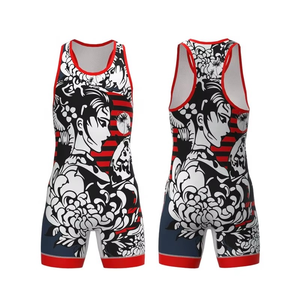 Singlet de lucha sublimado personalizado con etiqueta privada para hombres y mujeres, tela de compresión de alto rendimiento, uniforme de equipo transpirable. - Product Image 2