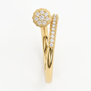 Bague de luxe plaquée or 18K 14K avec diamant de laboratoire taille brillant rond, pavée, style bypass, unisexe, bague statement - Product Image 5