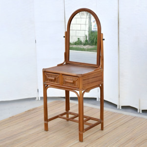 Eco friendly rattan dressing tables natural wicker <b>makeup</b> <b>vanity</b> table with stool for girls made in Vietnam - Product Image 5