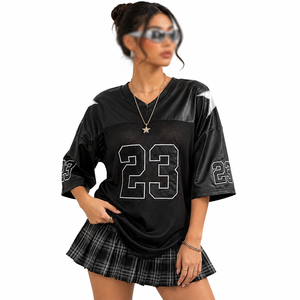 Maillot de football américain surdimensionné pour femmes, sublimé, en maille, vêtements de sport, fournisseur en gros de vêtements personnalisés OEM - Product Image 4