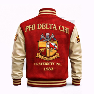 Custom Premium Winter Varsity <b>Letterman</b> <b>Jacket</b> with Greek Front Stand Collar and Unique Fraternity Design - Product Image 2