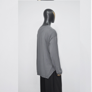 T-shirt long à manches longues en jersey 100 % coton épais pour homme SME, coupe latérale, sans logo, coupe ample et oversize - Product Image 4