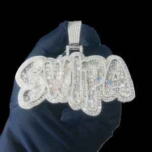 RB GEMS Pendentif diamant personnalisé Bijoux glacés unisexe Diamants VVS Chaîne cubaine 3D Nom personnalisé Hip Hop Argent sterling 925 Noir - Product Image 3