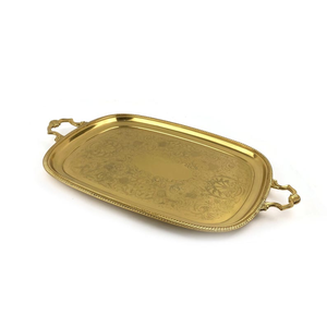 Plateau de service vintage en laiton plaqué argent anglais avec poignées ornées, grande assiette de barman Cavalier pour présentation de barware de luxe - Product Image 2