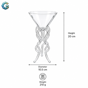 Copa de Vino Tinto Bohemia Transparente Hecha a Mano, Moderna, de 20 cm de Altura y 10.5 cm de Diámetro, Tallo Largo, Ligera, Apta para Lavavajillas, para Cócteles y Fiestas - Product Image 1