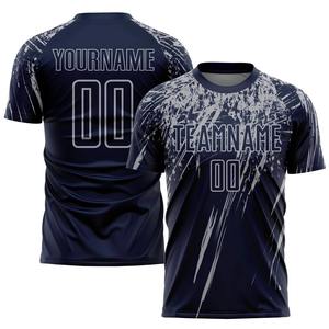 Maillot de football personnalisé bleu pour homme, nom et numéro de l'équipe, t-shirt de football respirant, vêtements de sport pour l'entraînement - Product Image 3